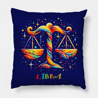 Vibrant Libra Zodiac Sign Pillow