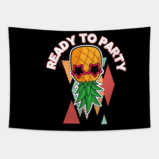 READY TO PARTY  Upside down Pineapple Funny Swinger Couple Tapestry by Grun illustration 