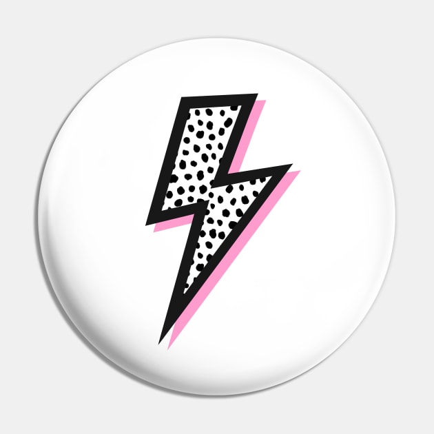 Dalmatian Spots, Black and Pink, Lightning Bolts Pin by OneThreeSix