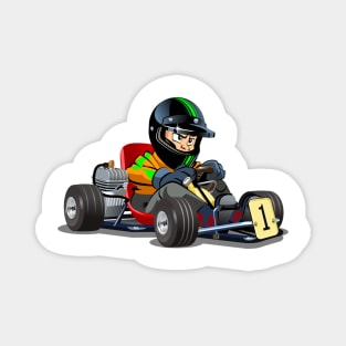 Cartoon kart with kid racer Magnet