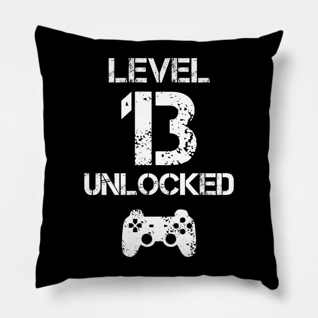 Level 13 Unlocked T-Shirt - 13th Birthday Gift Pillow by Ilyashop