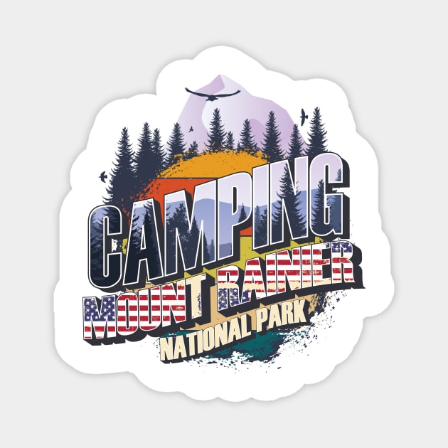 Camping Mount Rainier National Park Vintage USA Best gift for campers Adventure gear Magnet by HomeCoquette