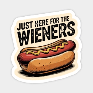 Just Here For The Wieners Funny 4th of July Hot Dog USA Magnet