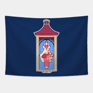 Red Little Oni Girl Tapestry
