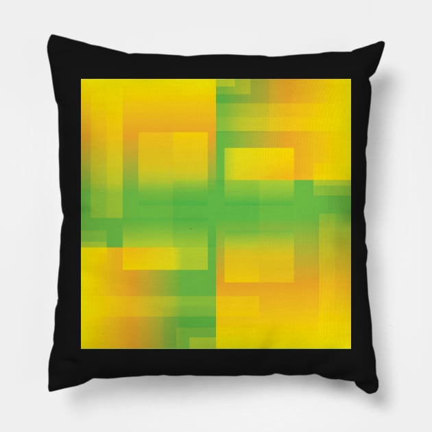 Gold and Green Squares Pillow by Schadow-Studio