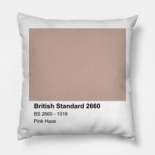 Pink Haze Pastel British Standard 1016 Colour Swatch Pillow by mwcannon