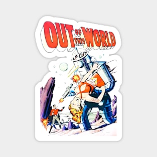 Out of the World 1950 Retro Robot futuristic science fiction Vintage Comic Magnet