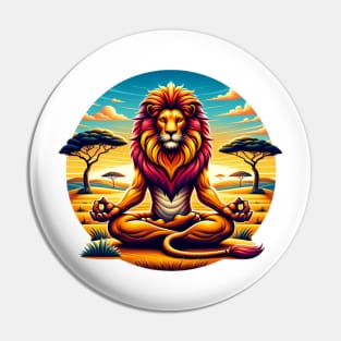 Zen Lion Meditation in Savannah Sunset Pin