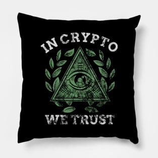 In Crypto We Trust BTC Cryptocurrency Distressed Pillow