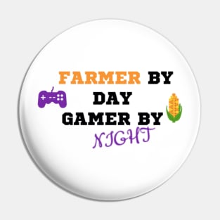 Farmer by day gamer by night, design with controller and corn Pin