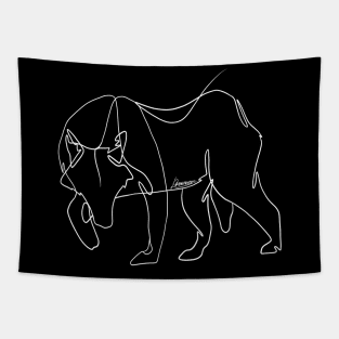 Wolf Walking White Lineart Tapestry