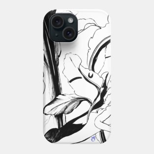 Plant in Blue Marker - Leaf of Life Miracle Leaf - White on Black Phone Case