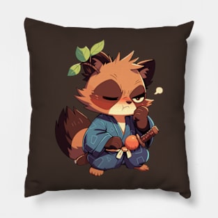 Japanese Tanuki Raccoon Pillow