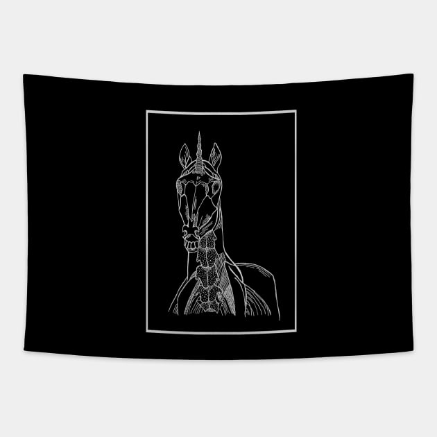 Unicorn Skeleton Tapestry by deadlydelicatedesigns