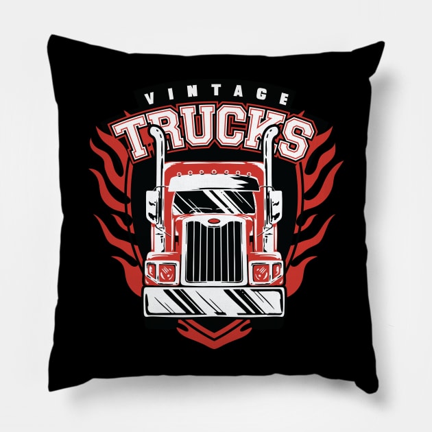 Vintage trucks art, best truck lovers gift Pillow by AbirAbd