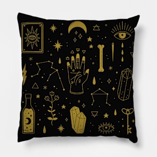 Estoretic - Golden and Black Pattern Pillow