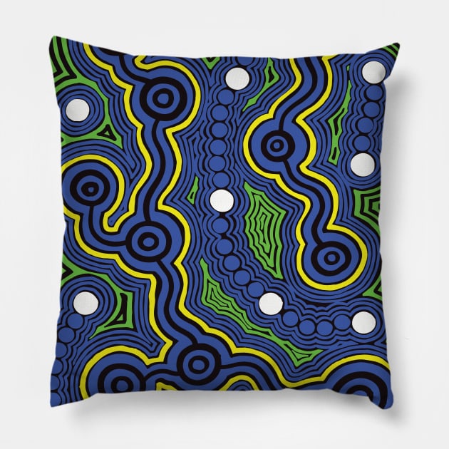 Aboriginal Art - Meeting Places Pillow by hogartharts