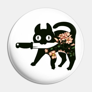 Ninja Flower Cat with Knifes Pin