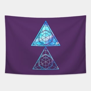 Blue Triangles - Sacred Geometry Tapestry