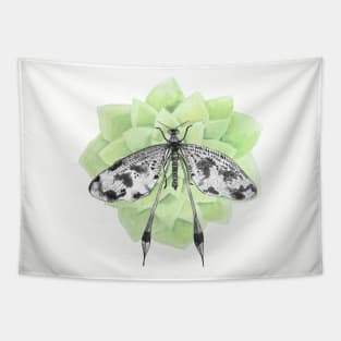 Dragonfly with tender green flower Tapestry