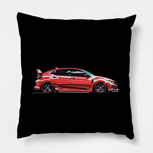 Honda Civic Type R Car T-Shirt Pillow by mrsticky