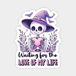 Waiting For Love Cute Kawaii Skeleton with Heart Magnet