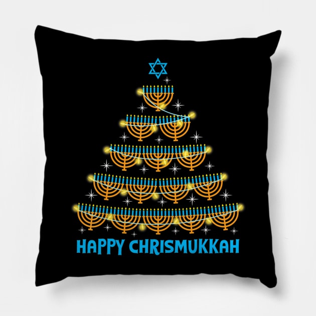 Happy Chrismukkah Menorah Christmas Tree Hanukkah Sleep Pillow by eylaaadamf