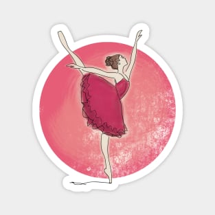 Ballet Dancer under the red moon, Water Color design Magnet