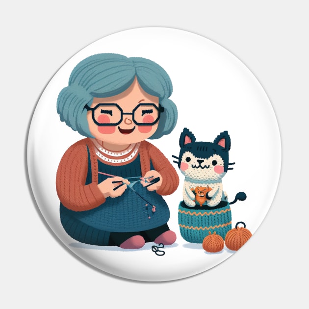 Knitting Cat Mom Pin by ShirtStories