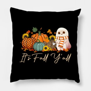 It'S Fall Y'All Boo Ghost Leopard Pumpkin Halloween Pillow
