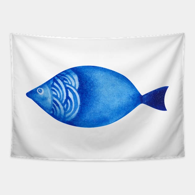 Blue fish Tapestry by shoko