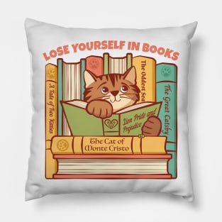 Lose Yourself in Books Kitten Pillow