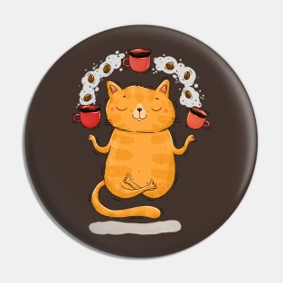 Meditative Coffee Cat Pin