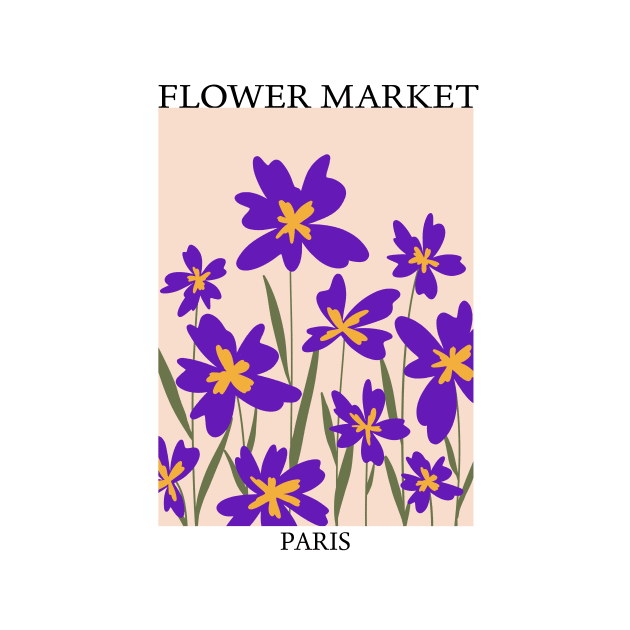 Abstract Flower Market Illustration, Purple Iris Flower 1 by gusstvaraonica