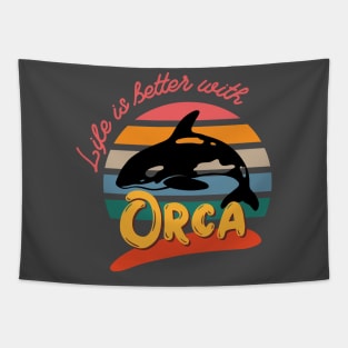 Life is better with orca Tapestry