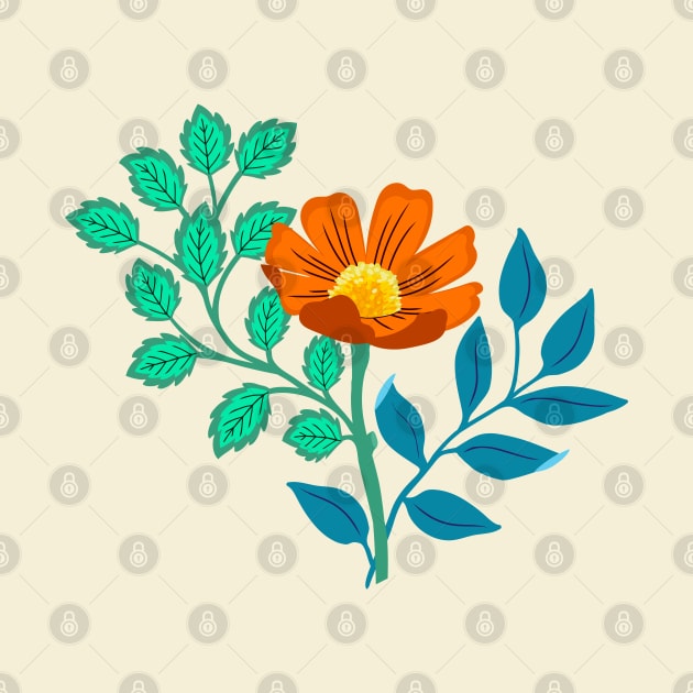 Colorful orange flower design by Jennifer Ladd