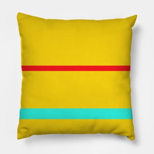 A fantastic merge of Red (Pigment), Persian Rose, Metallic Yellow and Bright Light Blue stripes. Pillow