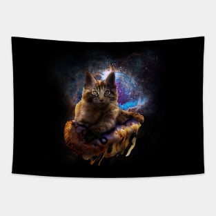 Galaxy Space Maine Coon Cat On Pizza Tapestry