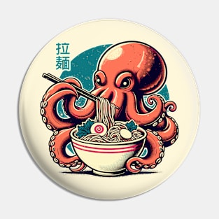 Japanese octopus eating ramen Pin