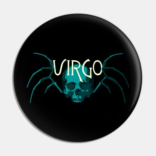 Blue Virgo Skull and Virgin Wing Bones - Zodiac Astrology Pin