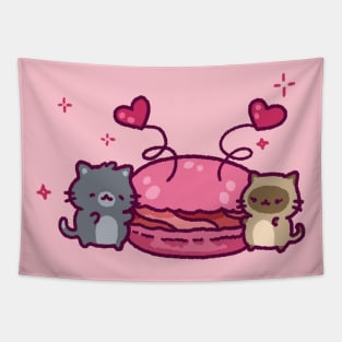 Cats and a giant pink macaron Tapestry