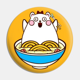 Cute bear eating ramen Pin