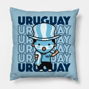 Uruguay Football Fan // Kawaii Cute Uruguayan Soccer Supporter Pillow