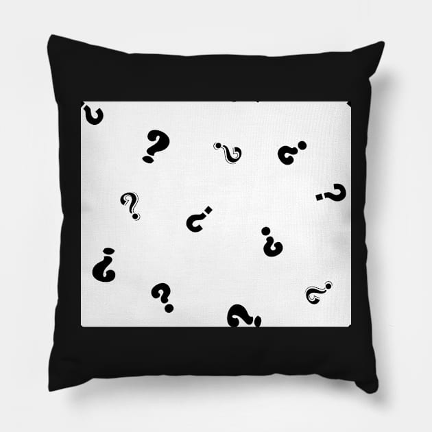 Black and White Question Mark Pillow by gloobella