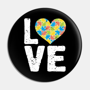 Cute Autism Awareness Love Colorful Puzzle Heart Pin