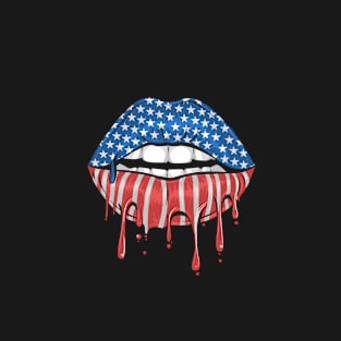 USA lips melting | Distressed American flag T-Shirt