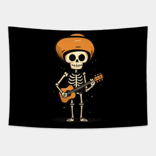 Funny Skeleton with Mexican Hat Tapestry