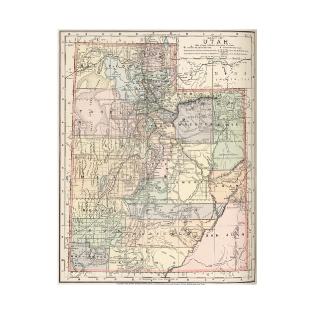 Vintage Map of Utah (1891) by Bravuramedia