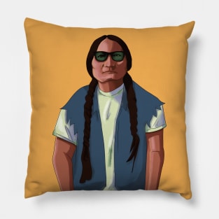 Native American Chief Sitting Bull GTA Art Style Portrait no Background Pillow