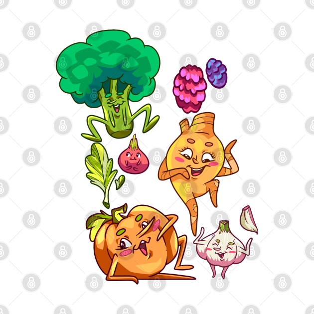 Vegetables Cartoon Funny by Mako Design 